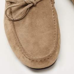 Pre Owned Tod's Grey Suede Bow Slip On Loafers Size 43