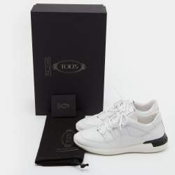 Pre Owned Tod's White Leather Low Top Sneakers Size 39.5