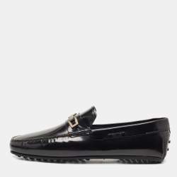 Tod's Black Patent Leather Slip On Loafers Size 45.5