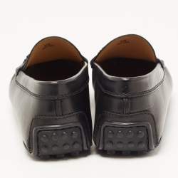 Pre Owned Tod's Black Leather Double T Slip On Loafers Size 44