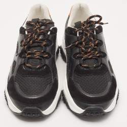 Tod's Black/Orange Mesh and Leather Chunky Platform Sneakers Size 42