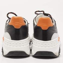 Tod's Black/Orange Mesh and Leather Chunky Platform Sneakers Size 42