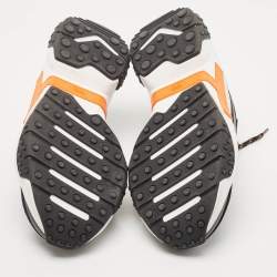 Tod's Black/Orange Mesh and Leather Chunky Platform Sneakers Size 42
