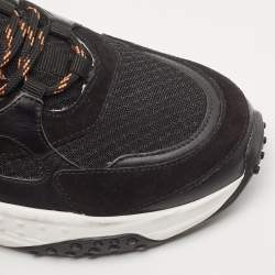 Tod's Black/Orange Mesh and Leather Chunky Platform Sneakers Size 42