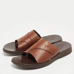Tod's Brown Leather Slide Sandals Size 45.5