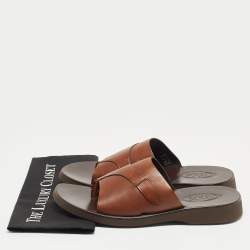 Tod's Brown Leather Slide Sandals Size 45.5