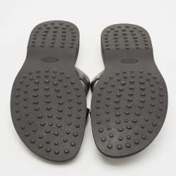Tod's Black Leather Crossed Strap Slider Sandals Size 45.5