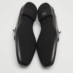 Pre Owned Tod's Black Leather T Slip On Loafers Size 47