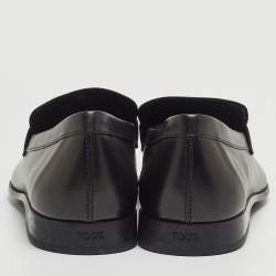 Pre Owned Tod's Black Leather T Slip On Loafers Size 47