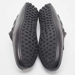Tod's Black Leather Bow Slip On Loafers Size 47