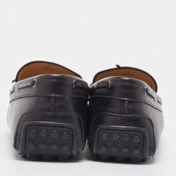 Tod's Black Leather Bow Slip On Loafers Size 47
