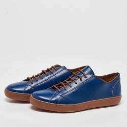 Tod's Blue Leather Low Top Sneakers Size 44.5