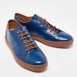 Tod's Blue Leather Low Top Sneakers Size 44.5