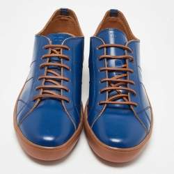 Tod's Blue Leather Low Top Sneakers Size 44.5