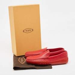 Tod's Red Leather Slip On Loafers Size 41