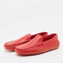 Tod's Red Leather Slip On Loafers Size 41