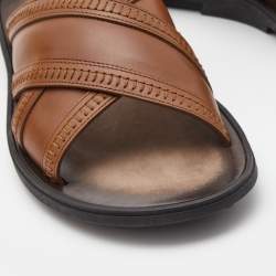 Tod's Brown Leather Cross Strap Flat Sandals Size 40