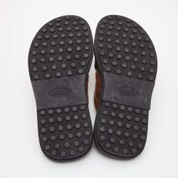 Tod's Brown Leather Cross Strap Flat Sandals Size 40