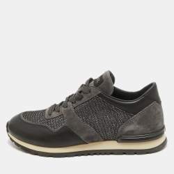 Tod's Black/Grey Leather and Suede Low Top Sneakers Size 40
