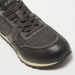 Tod's Black/Grey Leather and Suede Low Top Sneakers Size 40