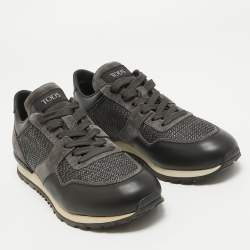 Tod's Black/Grey Leather and Suede Low Top Sneakers Size 40