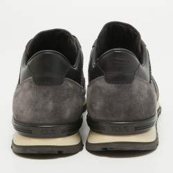 Tod's Black/Grey Leather and Suede Low Top Sneakers Size 40