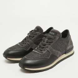 Tod's Black/Grey Leather and Suede Low Top Sneakers Size 40