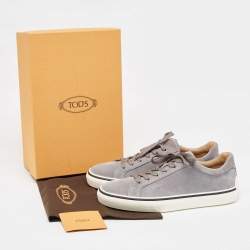 Tod's Grey Suede Low Top Sneakers Size 45.5