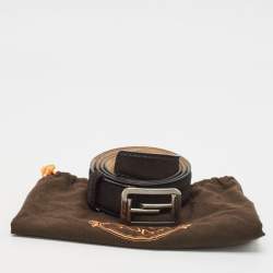 Tod's Dark Brown Suede Double T Buckle Belt 95CM