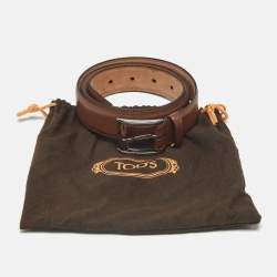 مملوكة مسبقًا Tod's 85 CM Buckle Belt Brown Leather