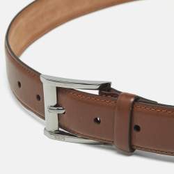 مملوكة مسبقًا Tod's 85 CM Buckle Belt Brown Leather