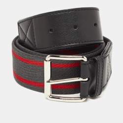 Tod's Dark Grey/Red Fabric and Leather Belt 105CM