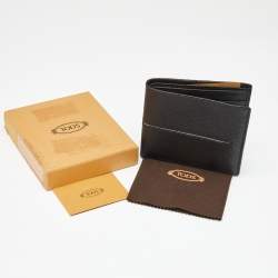 Tod's Black Leather Bifold Compact Wallet