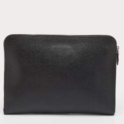 Tod's Black Leather Zip Pouch