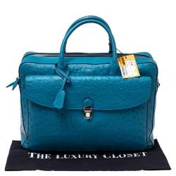 Tod's Blue Ostrich Classic Briefcase