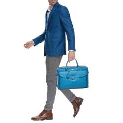Tod's Blue Ostrich Classic Briefcase