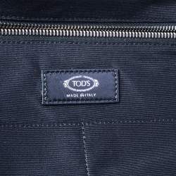 Tod's Blue/Black Nylon And Leather Zip Convertible Briefcase/Backpack