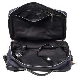 Tod's Blue/Black Nylon And Leather Zip Convertible Briefcase/Backpack