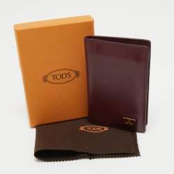 Tod's Burgundy Leather Business Card Holder