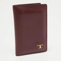 Tod's Burgundy Leather Business Card Holder