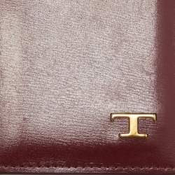 Tod's Burgundy Leather Business Card Holder