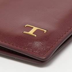 Tod's Burgundy Leather Business Card Holder