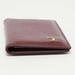Tod's Burgundy Leather Business Card Holder