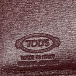 Tod's Burgundy Leather Business Card Holder