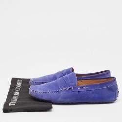 Tod's Cobalt Blue Suede Penny Loafers Size 41.5