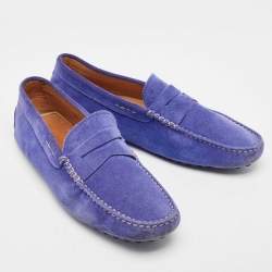 Tod's Cobalt Blue Suede Penny Loafers Size 41.5