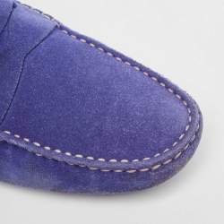 Tod's Cobalt Blue Suede Penny Loafers Size 41.5