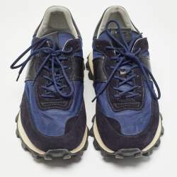 Pre Owned Tod's Navy Blue Canvas and Suede 1T Running Sneakers Size 44.5