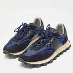 Pre Owned Tod's Navy Blue Canvas and Suede 1T Running Sneakers Size 44.5