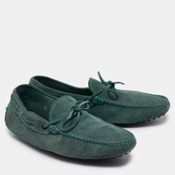 Tod's Green Suede Slip On Loafers Size 42.5